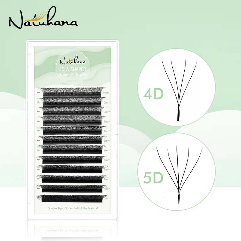 Top Trends: NATUHANA W-Shaped 4D 5D Volume Eyelash Extensions Premade Volume Fans W Shape Lashes Natural Soft False Eyelashes For Makeup Shoppable Styles