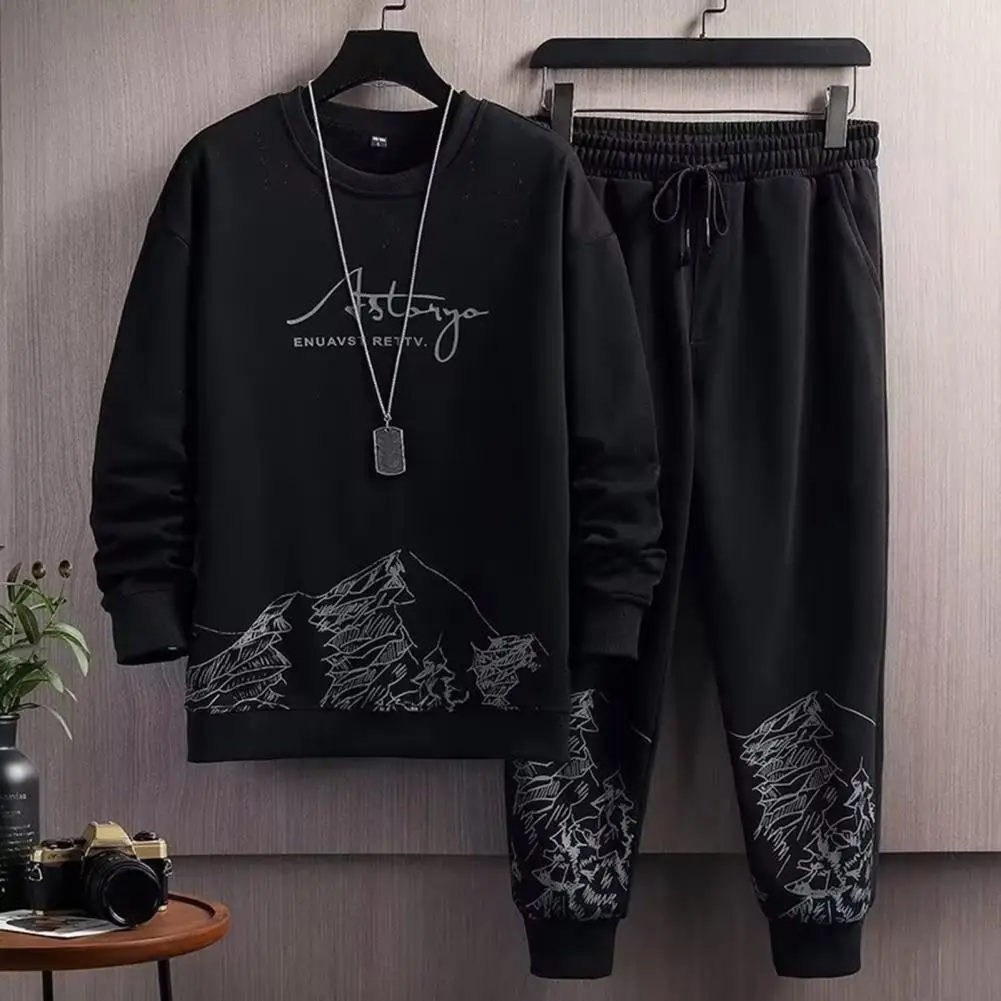 Top Trends: Men Activewear 2-piece Set Men's Mountain Print Tracksuit Set With O-neck Sweatshirt Jogger Pants For Autumn Winter Casual Wear Shoppable Styles