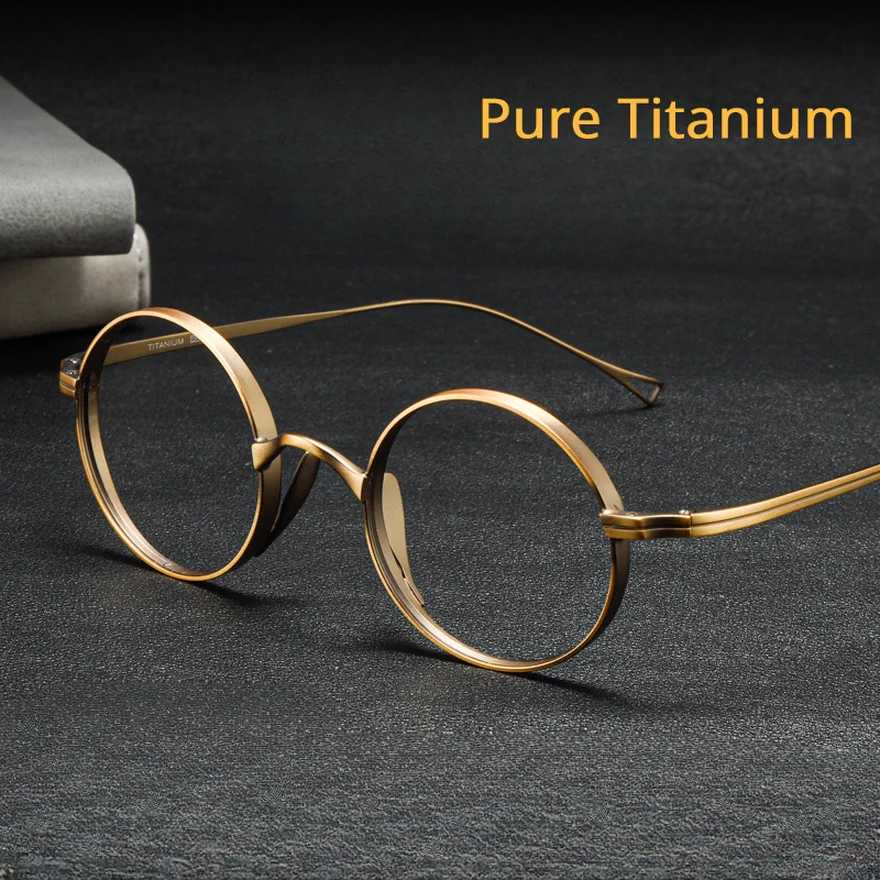 Top Trends: Japanese Pure Titanium Glasses Frame Handmade Retro Oval Round Men Eyeglasses Women Myopia Reading Eyewear Frames Shoppable Styles