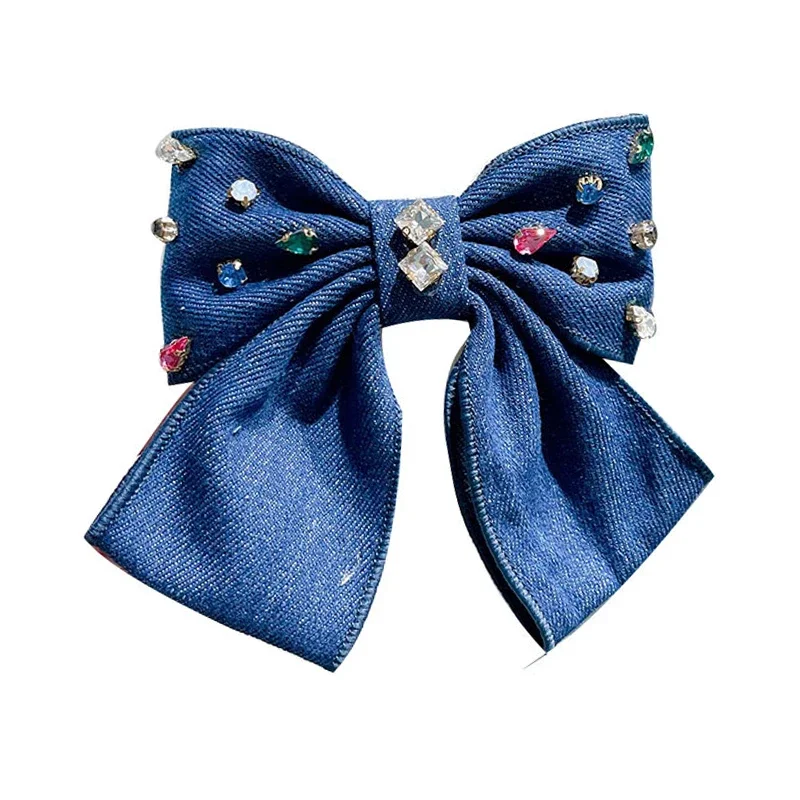 Top Trends: Korean Fabric Bow Hairpins Rhinestone Crystal Hair Clips For Women Spring Clip Ponytail Hair Bows Clip Headwear Hair Accessories Shoppable Styles