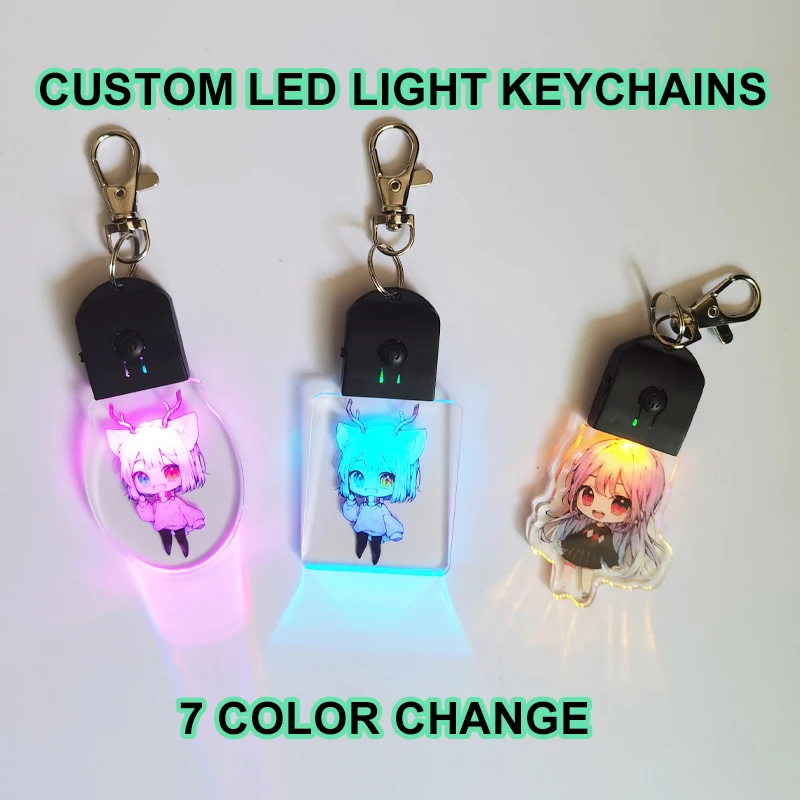 Top Trends: Custom LED Light 7 Colors Keychains Cartoon Acrylic Key Chain Photo Customized Anime Charms Clear Acrylic Personalized Keychains Shoppable Styles