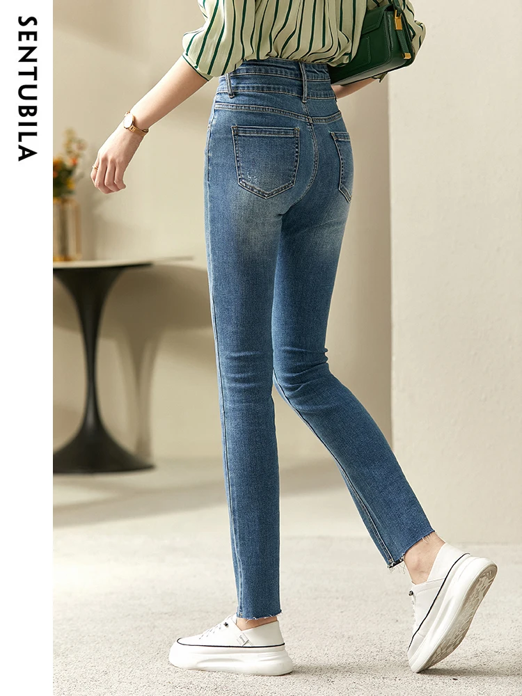 Top Trends: Sentubila High Waist Skinny Jeans For Women 2023 Autumn Casual Office Lady Ankle Length Cut-off Pencil Pant Streetwear W23N44081 Shoppable Styles - Image 3