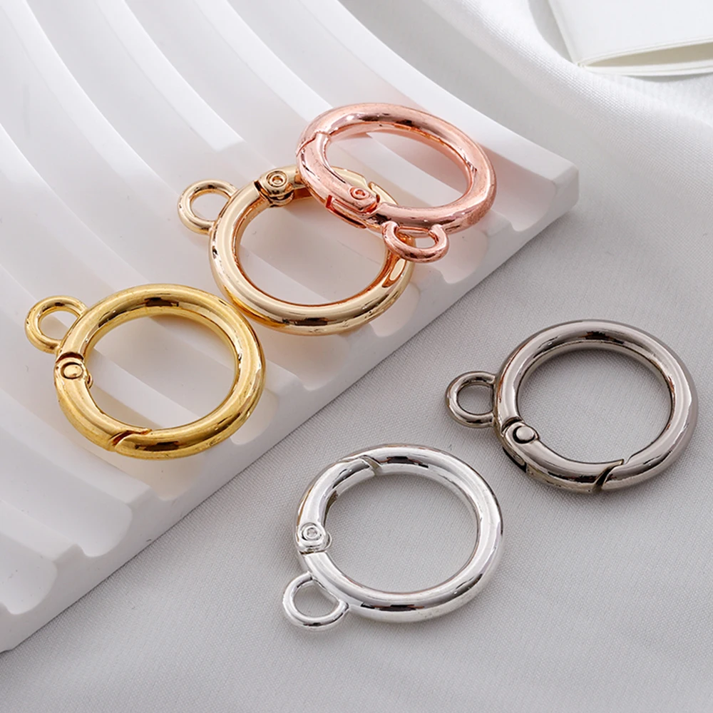 Top Trends: 5Pcs / Lot 26mm Metal O Ring Spring Clasps With Hooks Keychain Bag Clips Connector For DIY Key Chain Jewelry Making Accessories Shoppable Styles