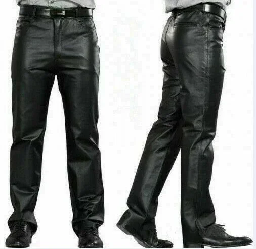 Top Trends: Black Leather Pants Men's Fashion Casual Plus Size Motorcycle Pants Trousers Men's PU Leather Jogging Pants Business Shoppable Styles