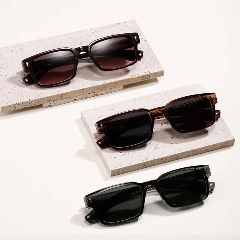 Top Trends: SHAUNA New Fashion Rivets Rectangle Sunglasses UV400 Shoppable Styles - Image 2