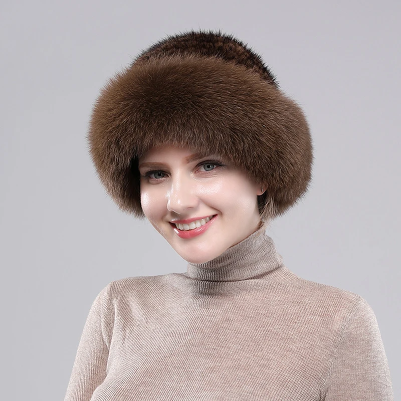 Top Trends: 2024 New Girls Quality Soft Genuine Mink Fur Hats Women Winter Luxury Knitted Real Mink Fur Bomber Hat Natural Warm Fox Fur Cap Shoppable Styles - Image 4