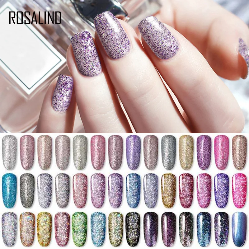 Top Trends: ROSALIND Glitter Enamel Gel Polish Shiny Hybrid Varnishes Strobe For Painting Nails Art Design Diamond Rainbow Base Top 5ml Shoppable Styles