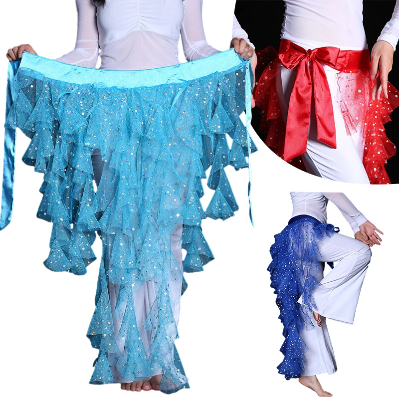 Top Trends: Shining Lace Pattern Belly Dance Hip Scarf For Women Exotic Dancing Dresses Decoration Bellydance Scarf Shoppable Styles