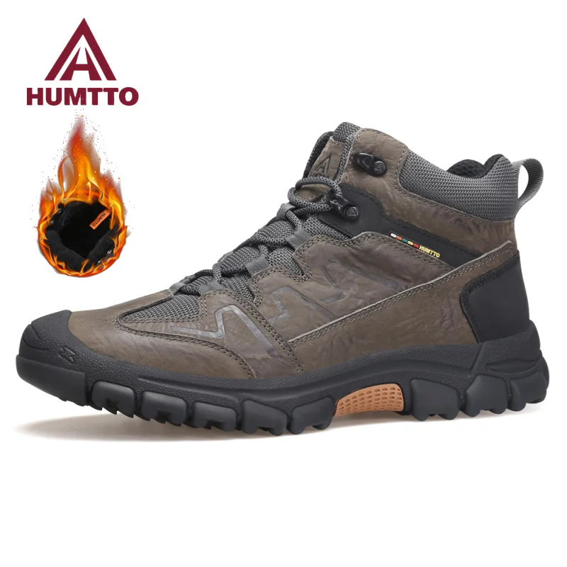 Top Trends: HUMTTO Winter Warm Wool Hiking Shoes Leather Outdoor Trekking Boots For Men Luxury Designer Climbing Sneakers Mens Ankle Boots Shoppable Styles