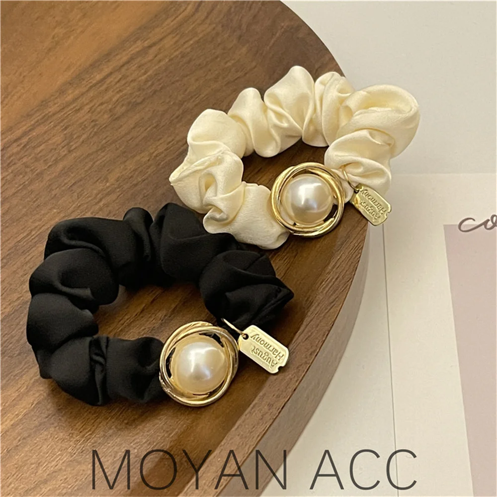 Top Trends: 2023 New Women Simple Big Pearl Black Hair Tie Girl&#039;s Ponytail Scrunchies Hair Rubber Band Headwear Hair Accessories Shoppable Styles