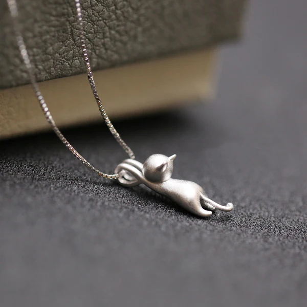 Top Trends: 925 Sterling Silver Cute Cat Necklaces & Pendants For Women Fashion Lady Festival Gift Sterling-silver-jewelry Shoppable Styles