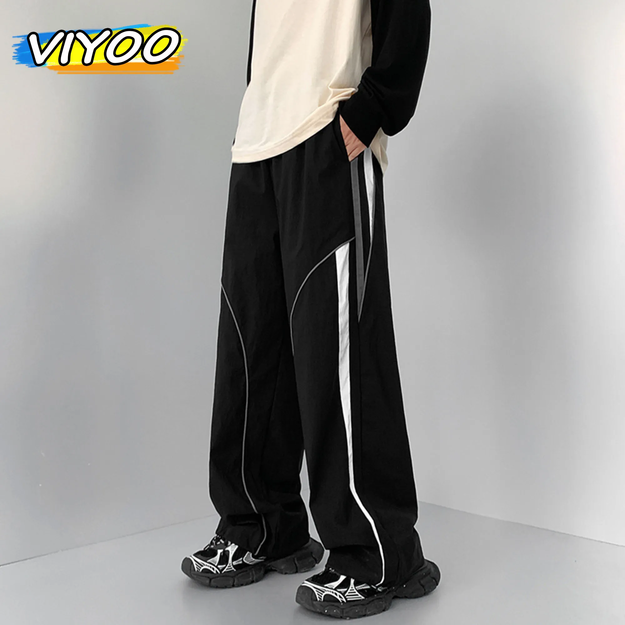 Top Trends: Men's Y2k Striped Baggy Cargo Pants Sweatpants Sportswear Wide Leg Harajuku Track Pants Trousers Men Korean Autumn Clothes Shoppable Styles