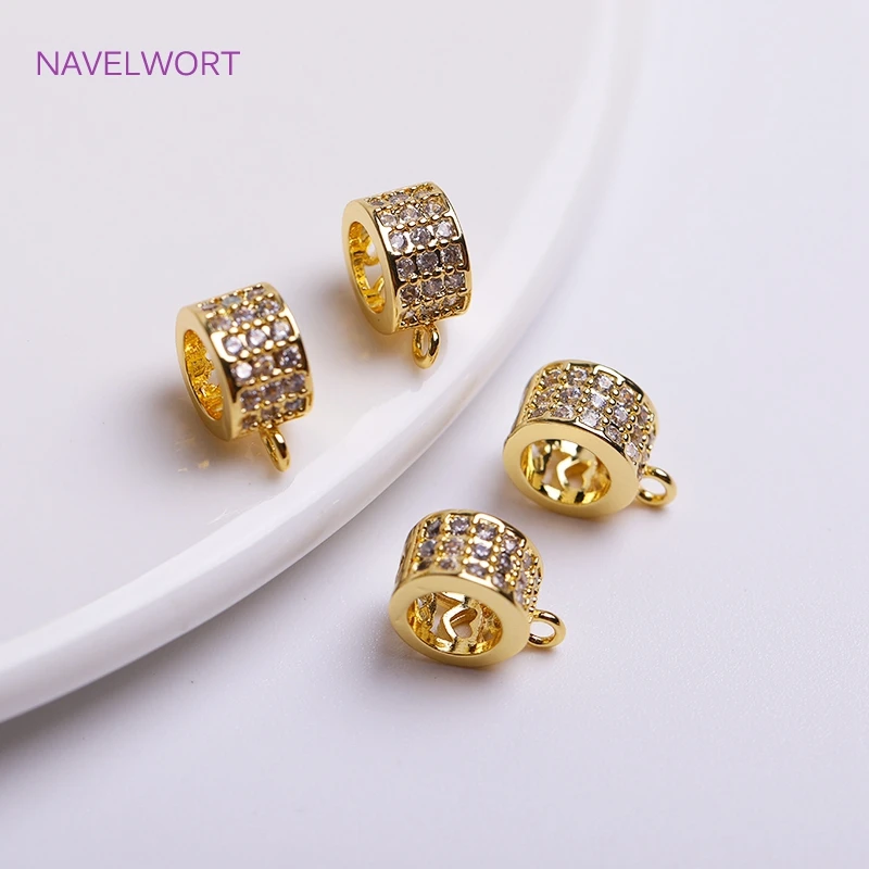 Top Trends: 18K Gold Plated Tube Pendant Bail, Inlaid Zircon Pendant Charm Holder Spacer Connector For Fashion Jewelry Making Accessories Shoppable Styles