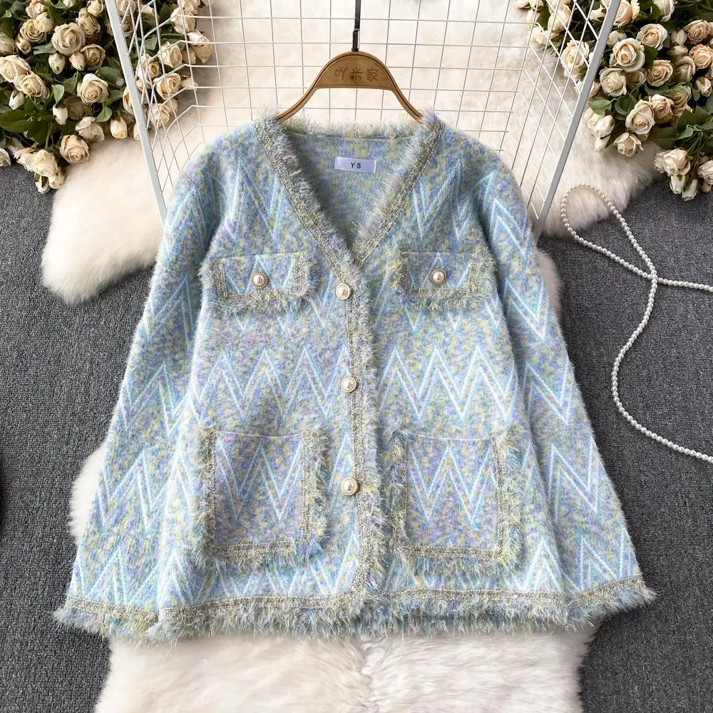 Top Trends: Autumn Winter Vintage Tweed Jacket Coat Women Korean Small Fragrance Thick Woollen Cropped Coats Elegant Short Outerwear Shoppable Styles