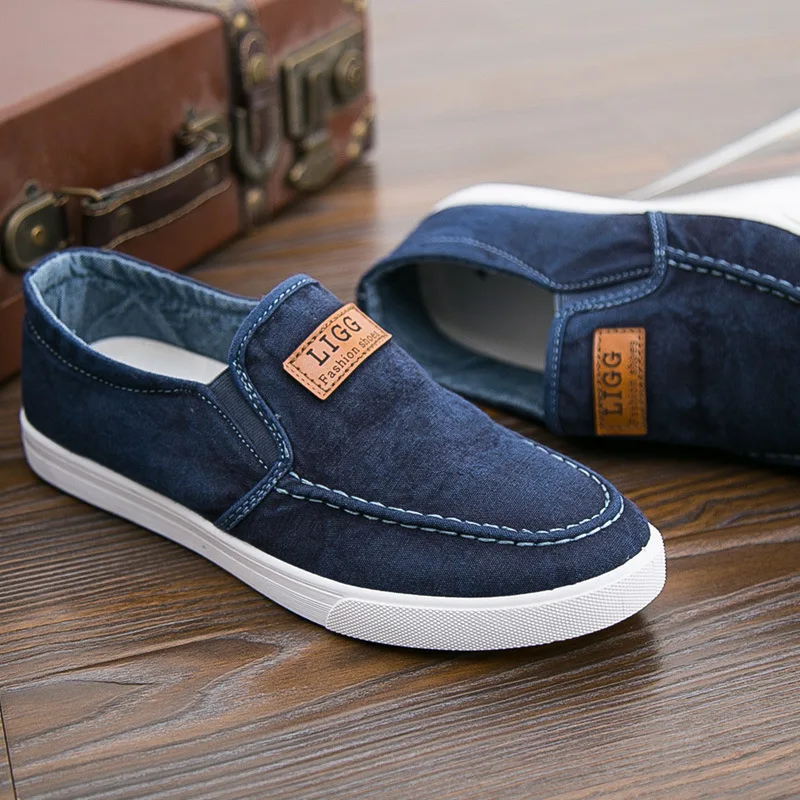 Top Trends: Men's Casual Shoes Breathable Canvas Denim Sneakers Men Walking Flats 2022 Spring Summer Lightweight Slip-on Loafers Shoes Man Shoppable Styles