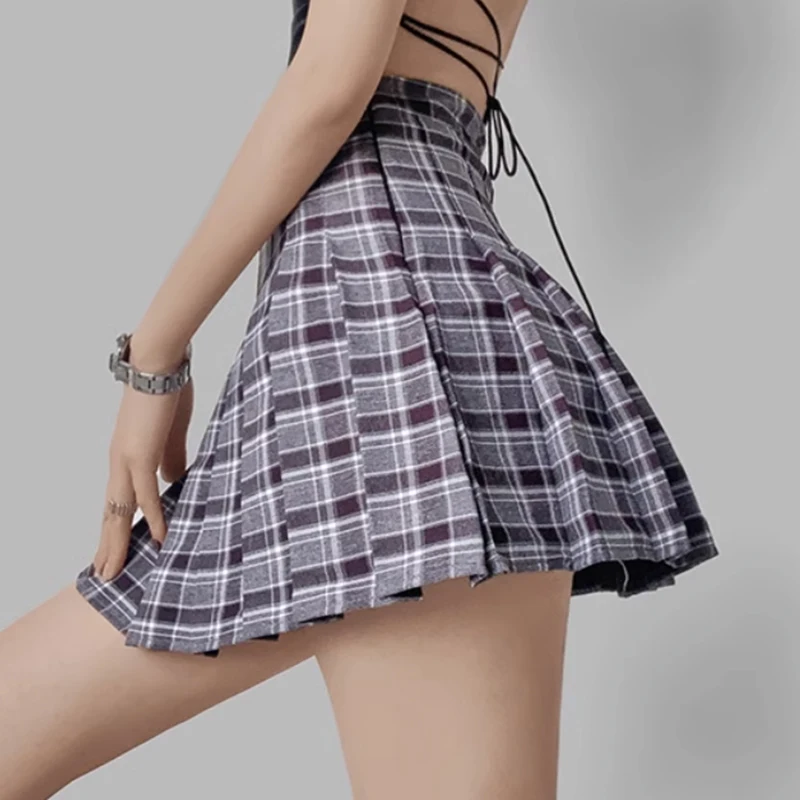 Top Trends: Pleated Skirt Without Shorts Women High Waist Mini Skirts Harajuku Sexy Lady Plaid Short Skirt Preppy Style A-line Female Skirts Shoppable Styles - Image 2