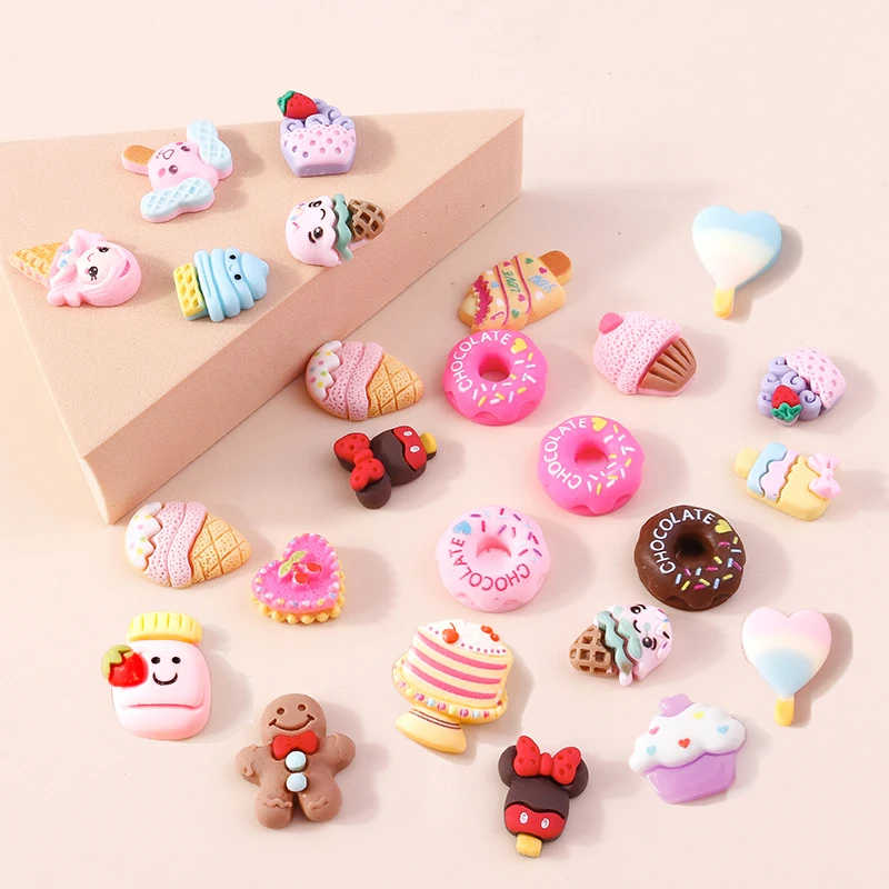 Top Trends: 10Pcs Cute Mini Cake Ice Cream Popsicle Donuts Flat Back Resin Cabochons Scrapbooking DIY Jewelry Craft Decoration Accessories Shoppable Styles