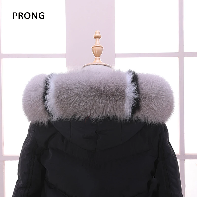 Top Trends: 100% Real Fox Fur Collar Coat Hood Fur Strip Winter Coat Jacket Fur Collar For Women Female Neck Cap Long Warm Genuine Fur Scarf Shoppable Styles - Image 4