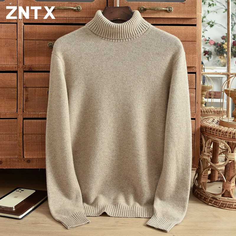 Top Trends: New Winter Must-have Thickened Pure Cashmere Sweater Men's Turtleneck Solid Color Casual Pullover Warm Lapel Sweater Sales Shoppable Styles