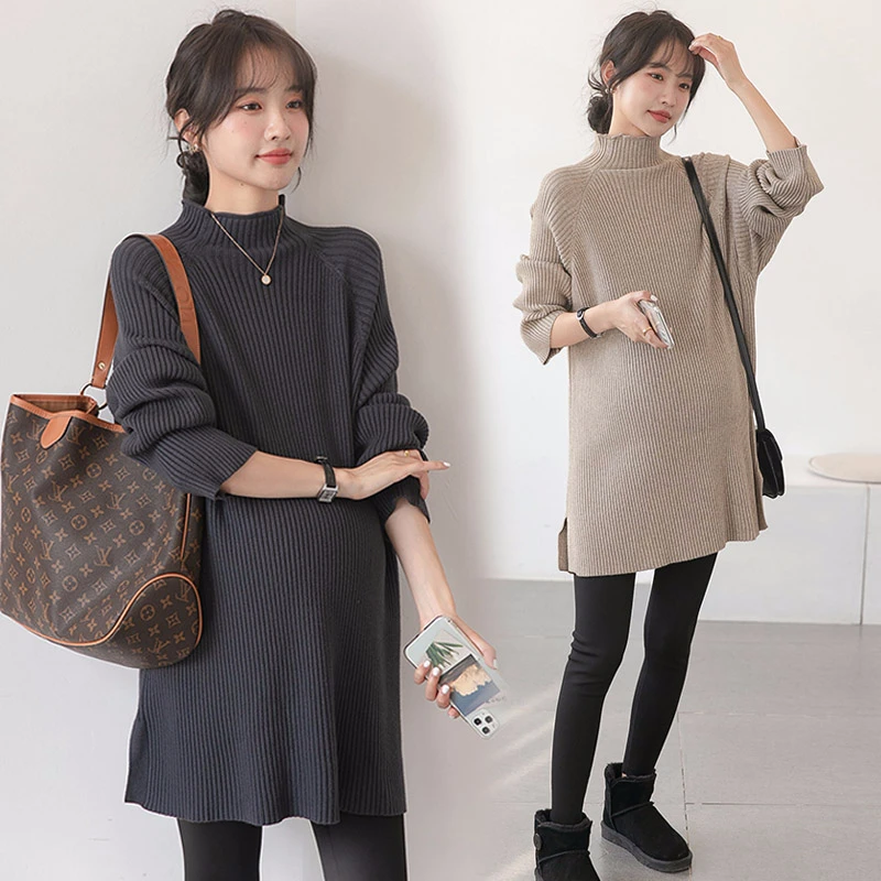 Top Trends: 9958 # 2023 Autumn Winter Dense Knitted Maternity Sweaters Loose Warm Shirts Clothes For Pregnant Women Pregnancy Pullovers Tops Shoppable Styles