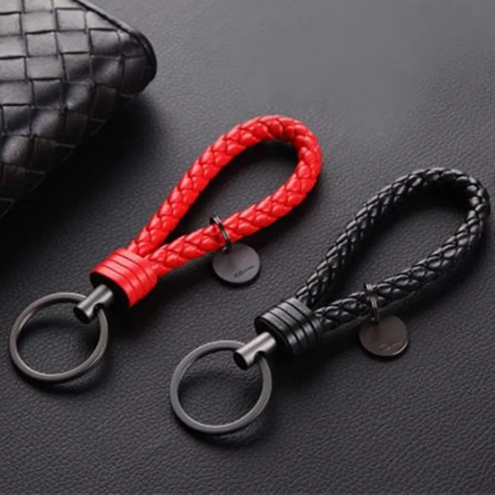 Top Trends: 1 PCS PU Leather Braided Woven Rope Keychain DIY Bag Pendant Key Chain Holder Key Car Trinket Keyring For Men Women Gift Jewelry Shoppable Styles