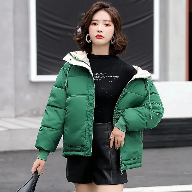 Top Trends: 2023 New Fashion Short Parkas Women Winter Jacket Hooded Down Cotton Jacket Female Casual Loose Cotton Coat Thick Warm Outwear Shoppable Styles