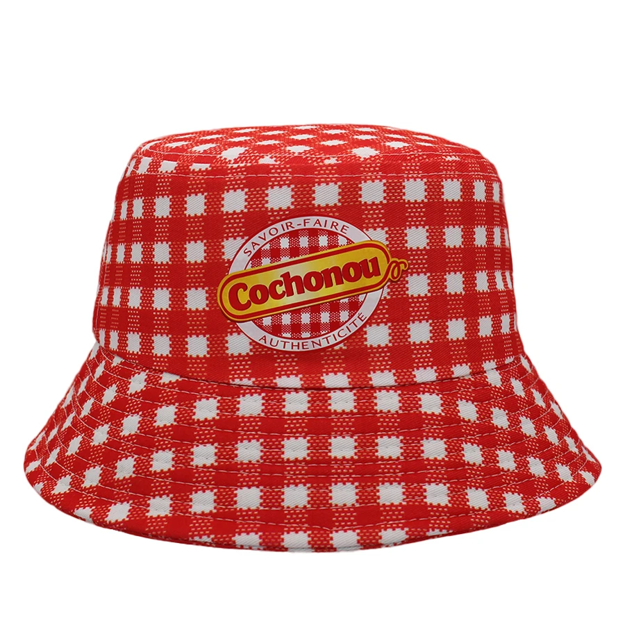 Top Trends: Beautiful Cochonou Bob Hats Red Plaid Style Bucket Hats For Men Women Unisex Breathable Outdoor Panama Caps Fisherman Hats Shoppable Styles - Image 6