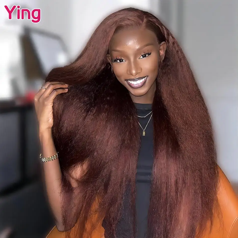 Top Trends: Ying Hair Kinky Straight Chocolate Brown 13x6 Lace Front Wig Remy Human Hair 13x4 Lace Front Wig PrePlucked 5x5 Lace Closure Wig Shoppable Styles