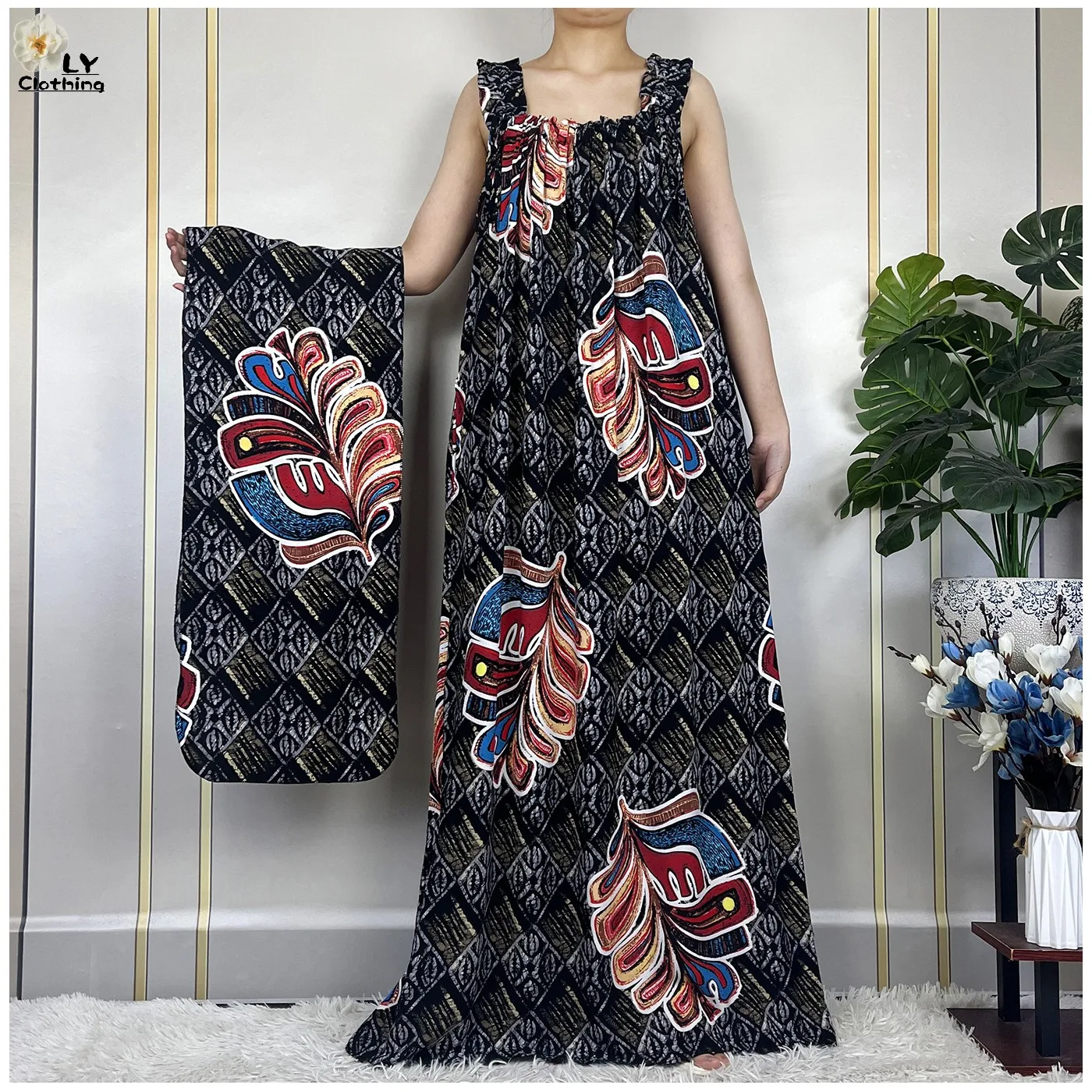 Top Trends: 2024 New Dubai Women Summer Sleeveless Dresses Cotton Tie-dyed African Dashiki Maxi Lady Fashion Elegant Robe Loose Vestidos Shoppable Styles