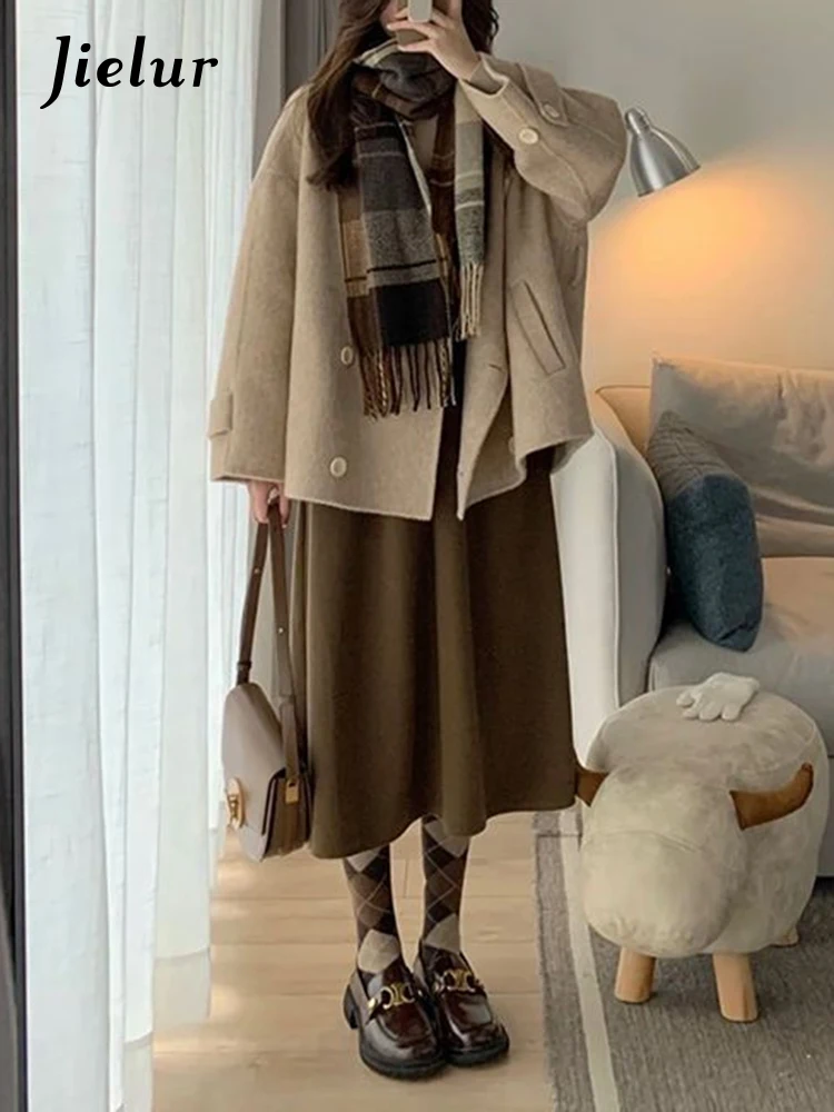 Top Trends: Jielur Winter New Solid Color Slim Women Trench Sweet Ladies Loose Chic Trench Woman Korean Simple Basic Street Chic Top Female Shoppable Styles