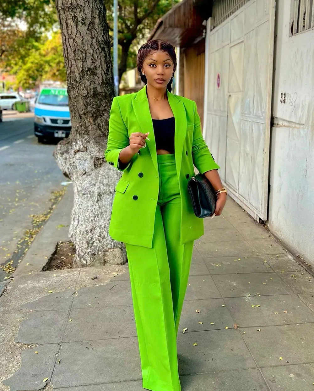 Top Trends: Fashion Green Women Suits Set Blazer+ Pants 2 Pcs Loose Tailored Made Formal Casual Party Jacket Bright Color Prom Dress Costumes Shoppable Styles