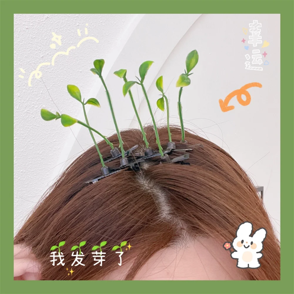 Top Trends: Funny Green Wisdom Grass Hairclip Creative Barrette Flower Hair Claws Kids Cute Floral Hairpin Girls Hair Accessories Shoppable Styles