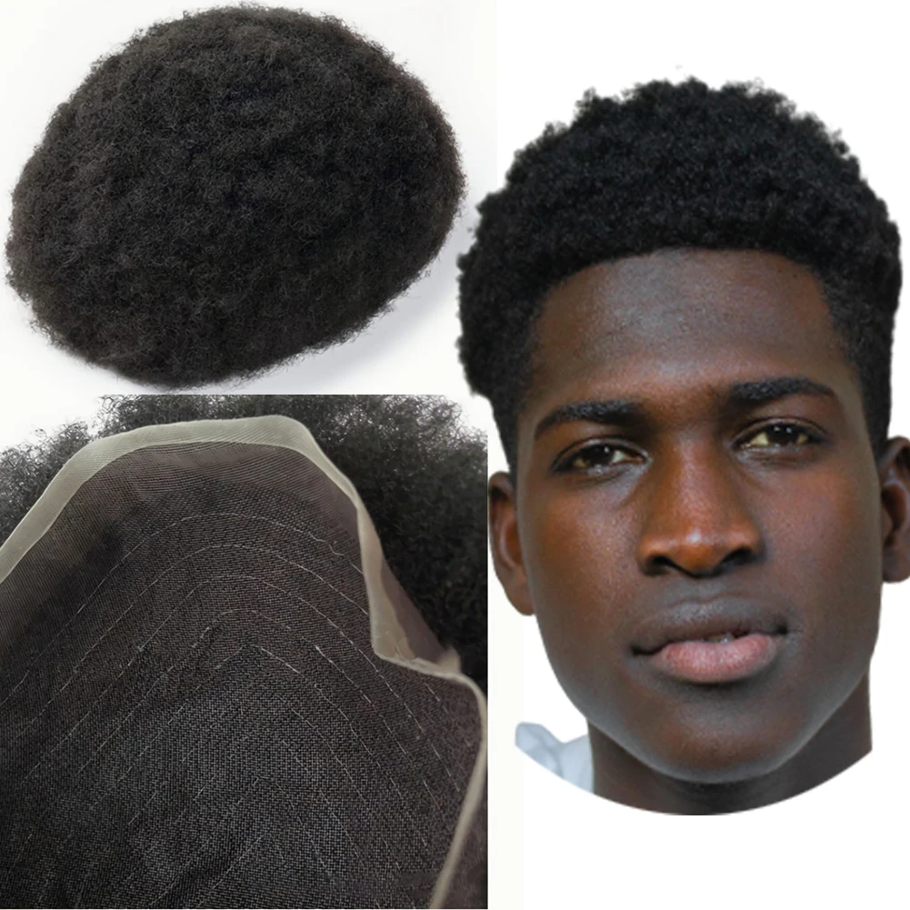 Top Trends: NLW 4mm Afro Curl Men Toupee Hair Replacement System For Men Full Lace Hair Pieces Hair Prosthesis Hair Units Base 10*8 Shoppable Styles