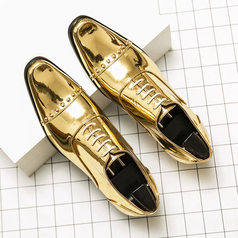 Top Trends: Male Golden Luxury Business Oxford Shoes Men Height Increase Patent Leather Formal Shoes Plus Size Man Office Wedding High Heels Shoppable Styles