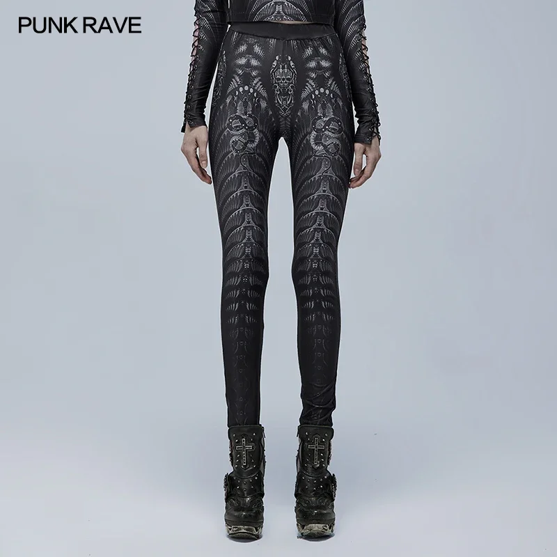 Top Trends: PUNK RAVE Women's Gothic Skinny Skeleton Charm Sexy Knitted Print Leggings Punk Match Simple Pants Women Spring Autumn Shoppable Styles