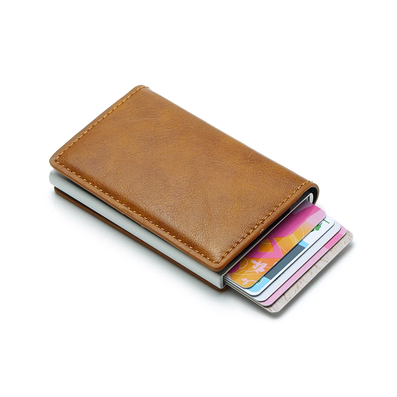 Top Trends: Credit Card Holder For Men Bank Cards Holders Leather RFID Wallet Mini Money Clips Business Luxury Women Small Purse Shoppable Styles