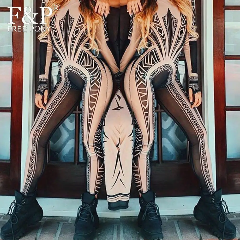 Top Trends: Burning Man Festival Bodysuit For Women Tribal Tattoo Print Mesh Jumpsuit Curvy African Aztec Bodysuit Celebrity Catsuit Shoppable Styles