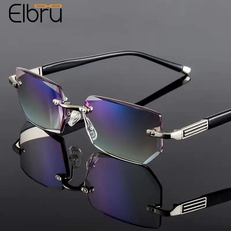 Top Trends: Elbru New Anti Blue Light Business Reading Glasses Diamond Cut Edge Rimless Presbyopic Eyeglasses For Women Men Reader Eyewear Shoppable Styles