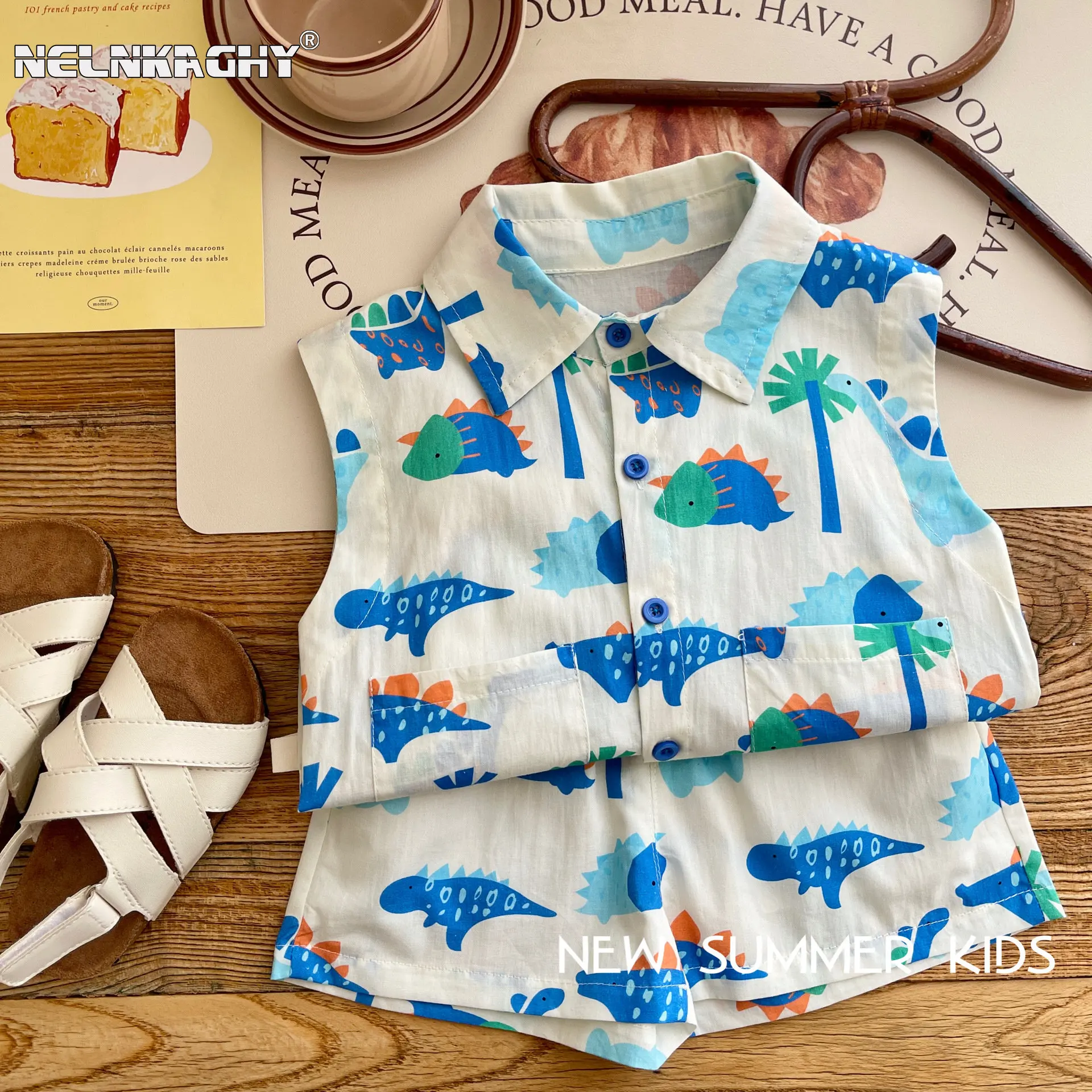 Top Trends: 2023 Kids Baby Fashion 2-Piece Summer Beach Clothes Set For Toddler Children Boys: Sleeveless Print Top Shirt+ Shorts Shoppable Styles