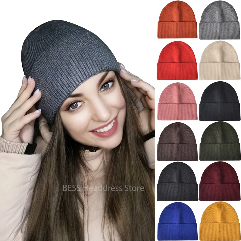 Top Trends: New Knitted Beanie Women&#039;s Hat Autumn Winter Men Skullies Beanies Thick Warm Casual Beanie Hat Female Polyester Rolled Cap 2023 Shoppable Styles