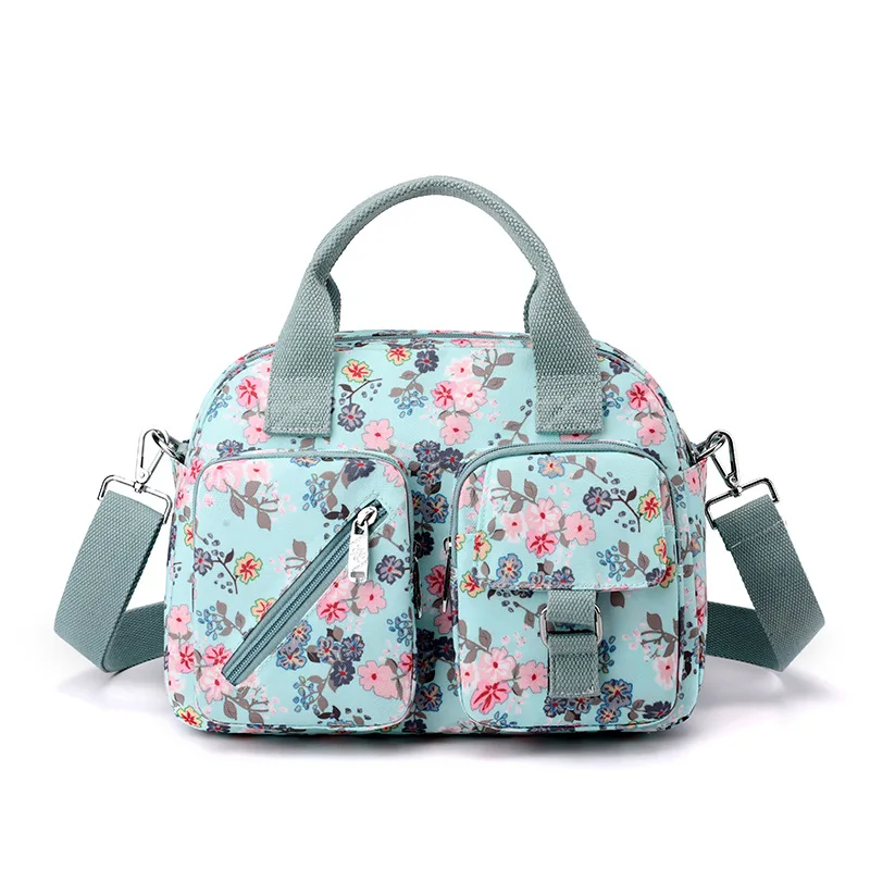 Top Trends: Multi-Pocket Women Tote Bags Floral Print Fashion Ladies Commute Bag Waterproof Nylon Shoulder Bag Casual Elegant Female Satchel Shoppable Styles