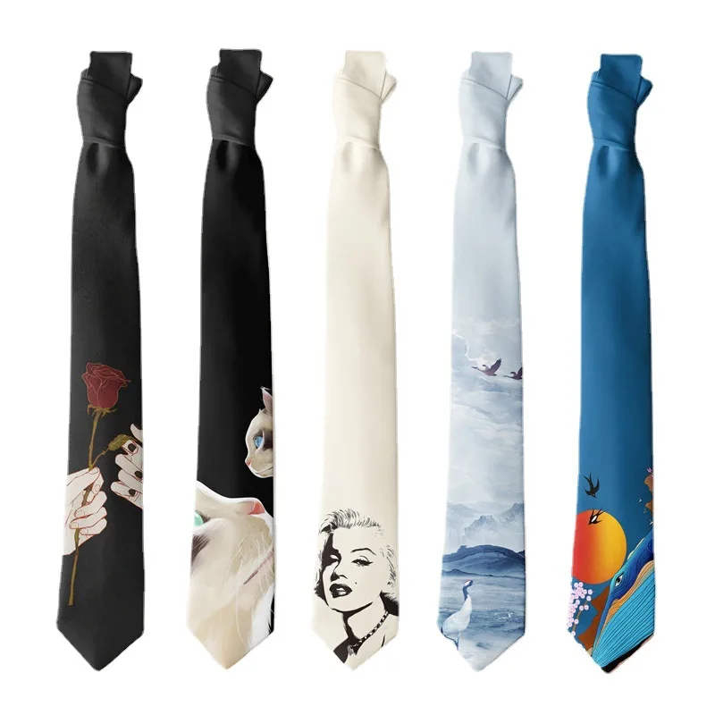 Top Trends: Designer Creative Printed Tie Men Women Instagram Casual Day Fun Animal Rose Tiger Black Tie Shoppable Styles