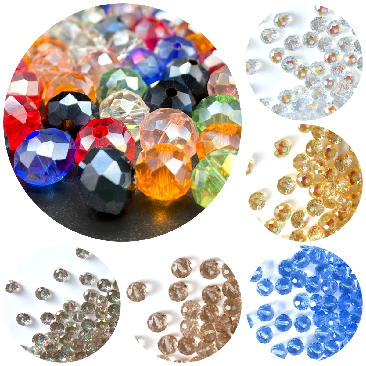 Top Trends: 50pcs Multicolor Rondelle Austria Faceted Crystal Glass Beads Loose Spacer Round Beads For Jewelry Making Bracelet Accessories Shoppable Styles