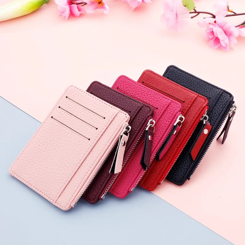 Top Trends: PU Leather Women ID Credit Bank Card Holder Zipper Slim Wallet Fashion Small Coin Purse Money Clip Case Cardholder Cover Shoppable Styles