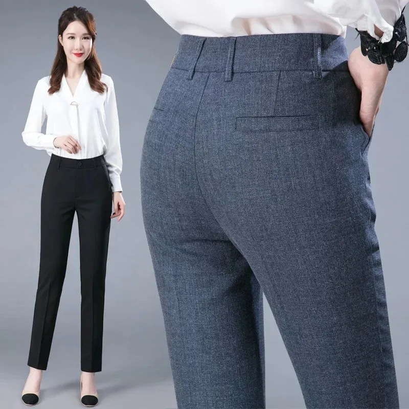 Top Trends: High Waist Formal Ankle Length Pants Women Casual Classic Slim Pantalones Korean Office Pencil Sweatpants Straight Suit Trousers Shoppable Styles