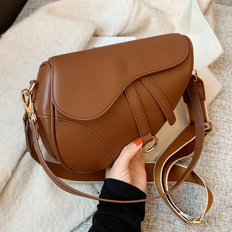 Top Trends: Vintage Bag Women's 2023 Spring New Trend Diagonal Bag Simple Saddle Bag Cross Body Bag Luxury Handbags For Female Shoppable Styles