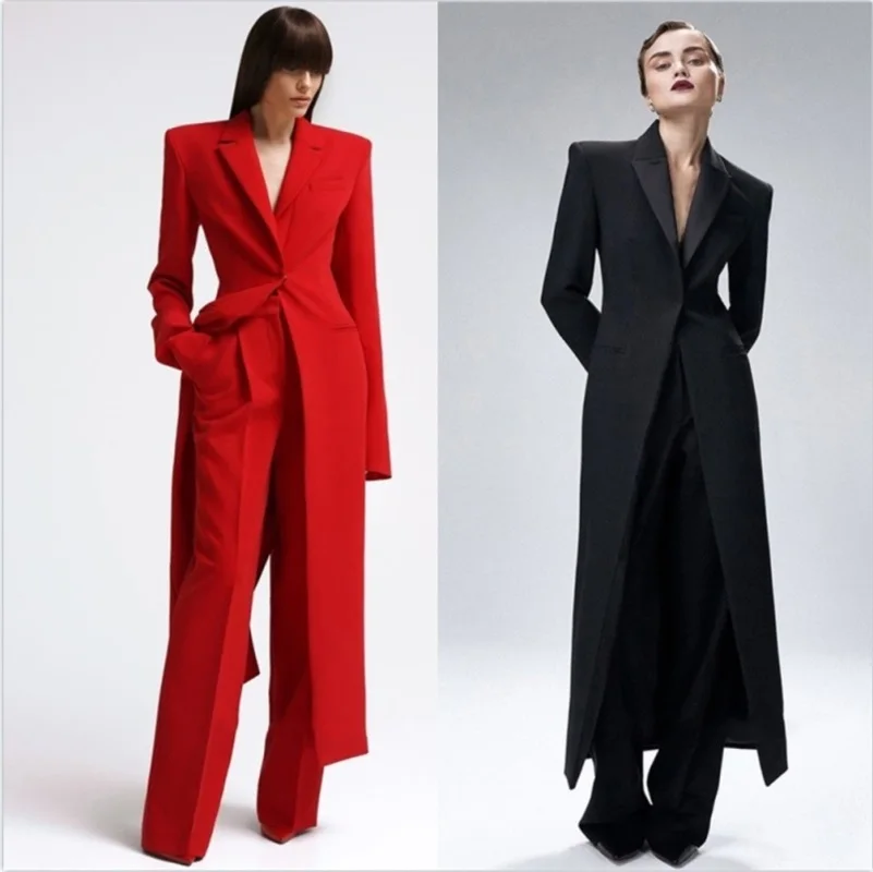 Top Trends: Long Women Suits Set Elegant For Wedding Blazer Party Tuxedo Office Lady Designer Jacket+ Pants 2 Pieces Prom Dress Custom Made Shoppable Styles