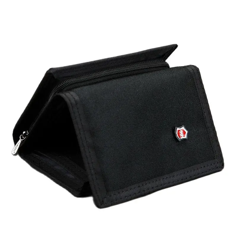 Top Trends: Canvas Short Trifold Men's Boys Wallets Purse With Zipper Coin Pocket Fashion Students Leisure Money Folder Card Holder Shoppable Styles