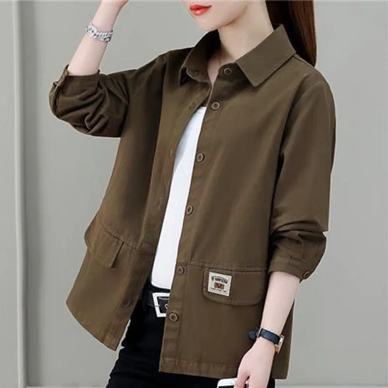 Top Trends: Fashion Lapel Button Spliced All-match Coats Female Clothing 2023 Autumn New Oversized Casual Tops Solid Color Korean Jackets Shoppable Styles