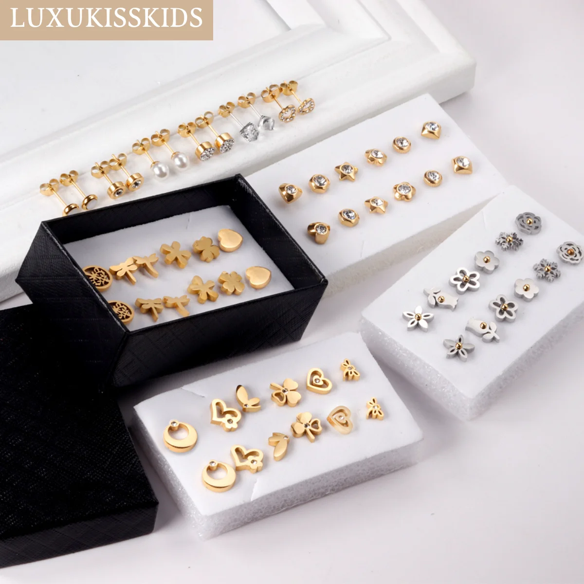 Top Trends: LUXUKISSKIDS Earrings Sets For Women Fashion Stainless Steel 6Pairs / Lots Stud Piercing 316L Hypoallerge Small Brinco Child Gifts Shoppable Styles